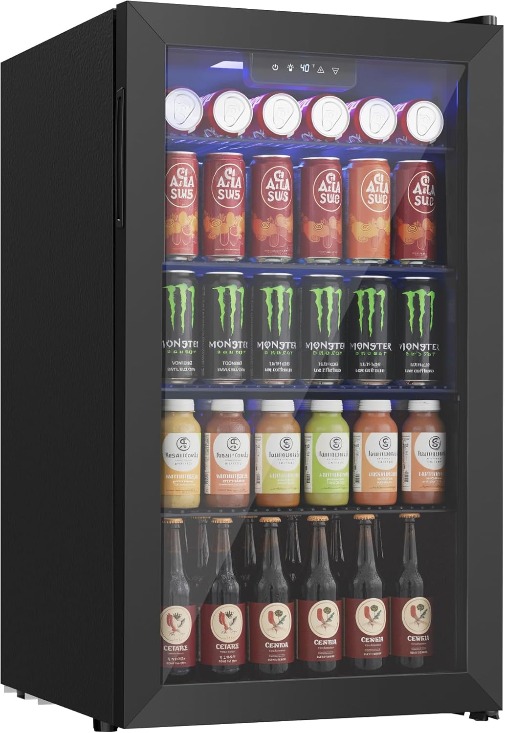 Wine Beer Fridge - 126 Can Mini Fridge with Glass