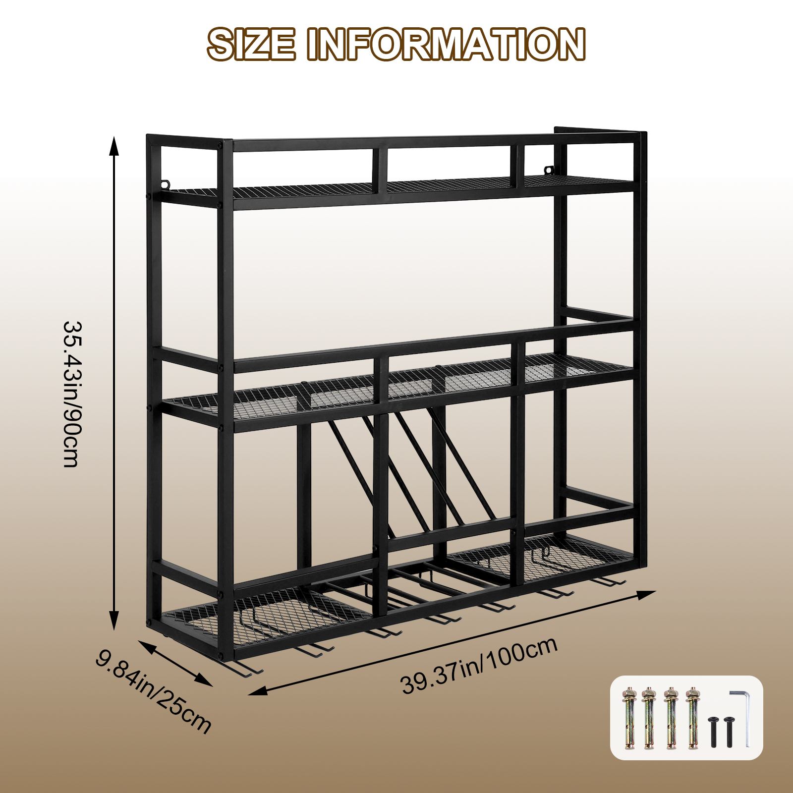 Wine Rack Wall Mount - 3 Tiers Floating Wine Bottle Stand