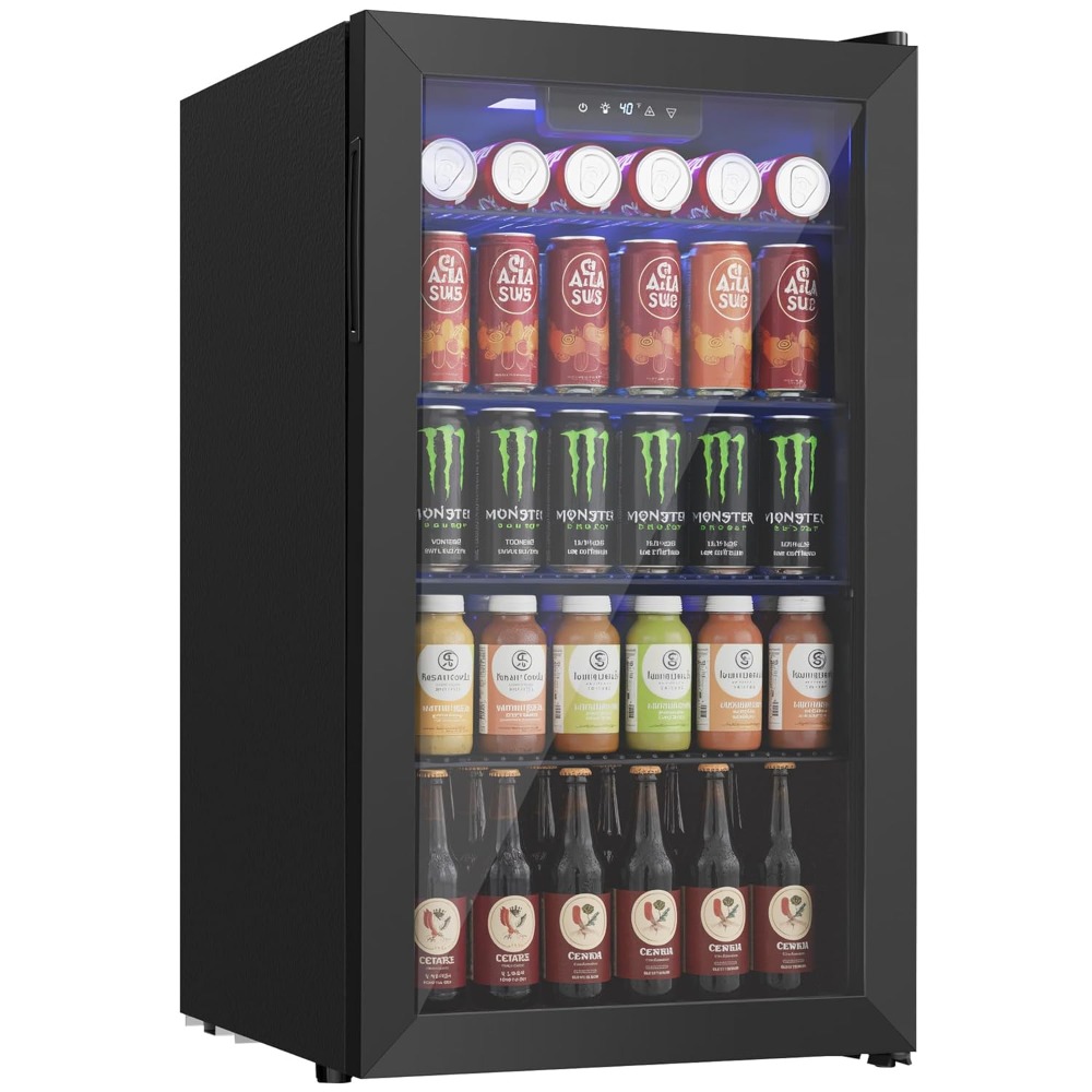 Wine Beer Fridge - Beverage Refrigerator Cooler, 126 Can Mini