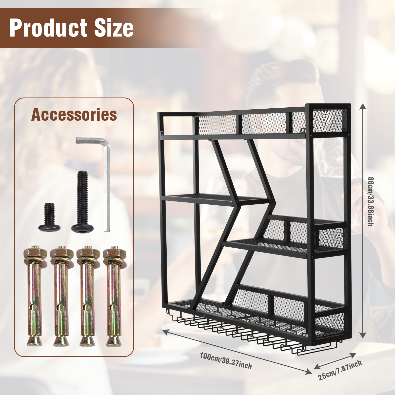 Wine Rack Wall Mount - Wall-mounted wine rack (Black)