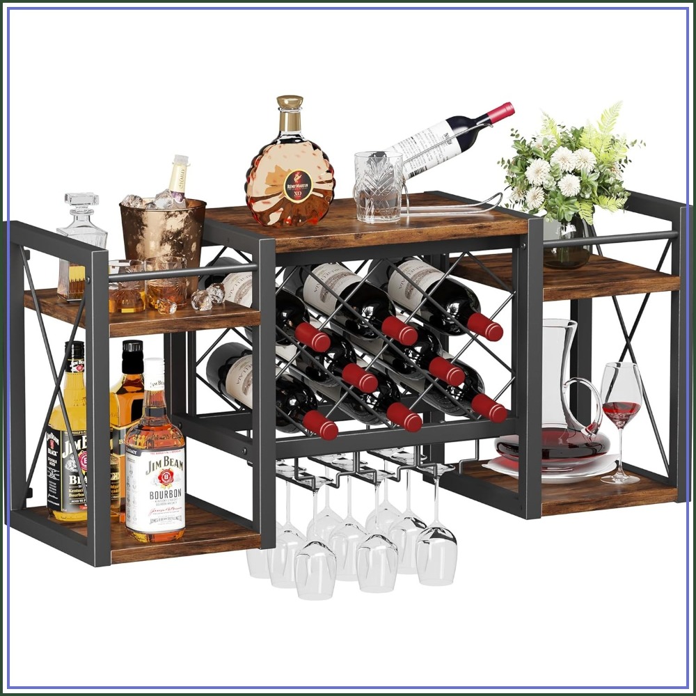 Wine Rack Wall Mount - Wall Mounted Wine Rack with Glass