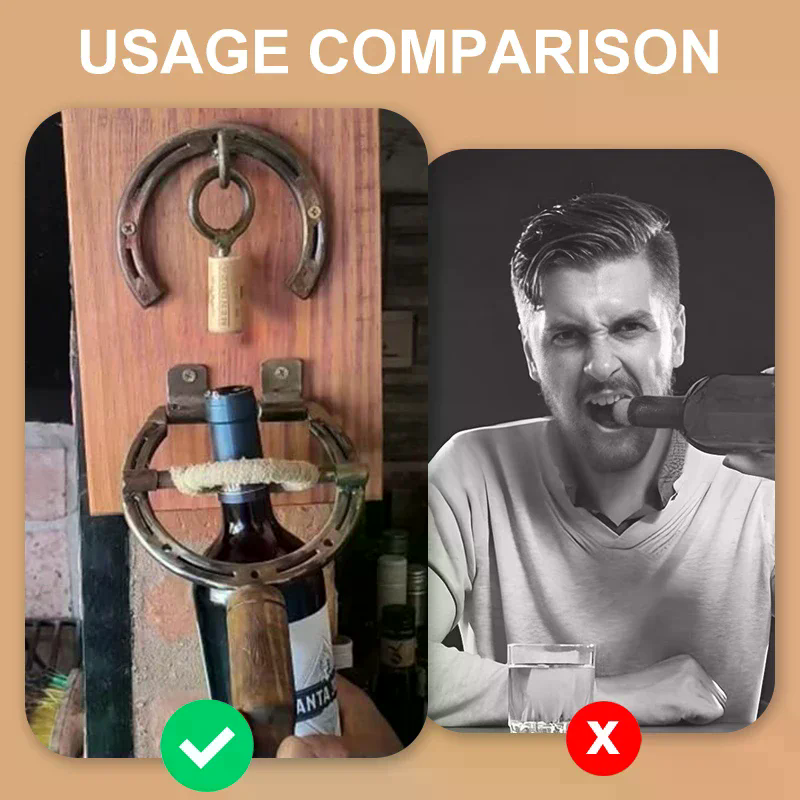 Wine Beer Opener - Rustic Horseshoe Wine Opener Wall Mounted,