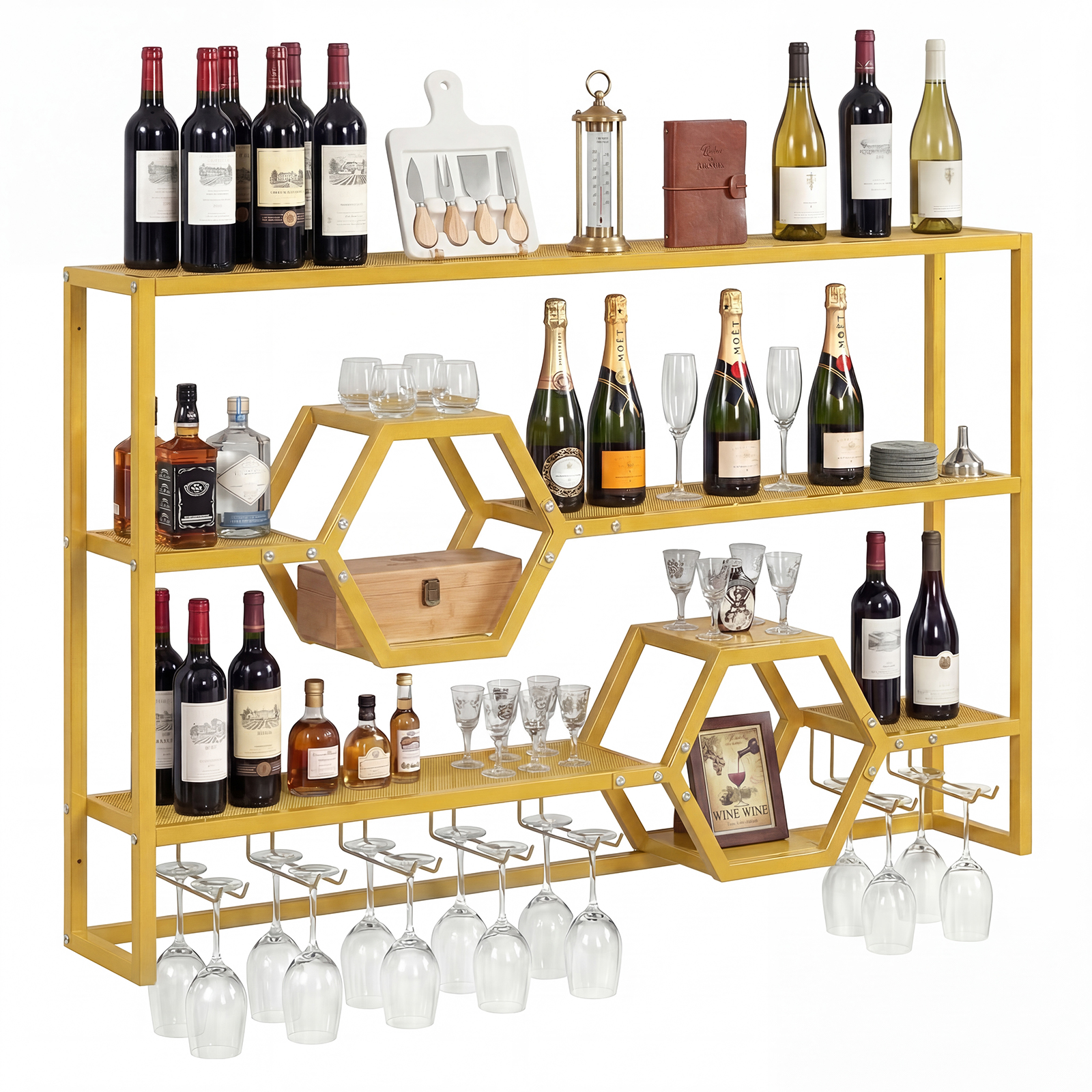 Wine Rack Wall Mount - Wall Mounted Wine Rack 47” Large
