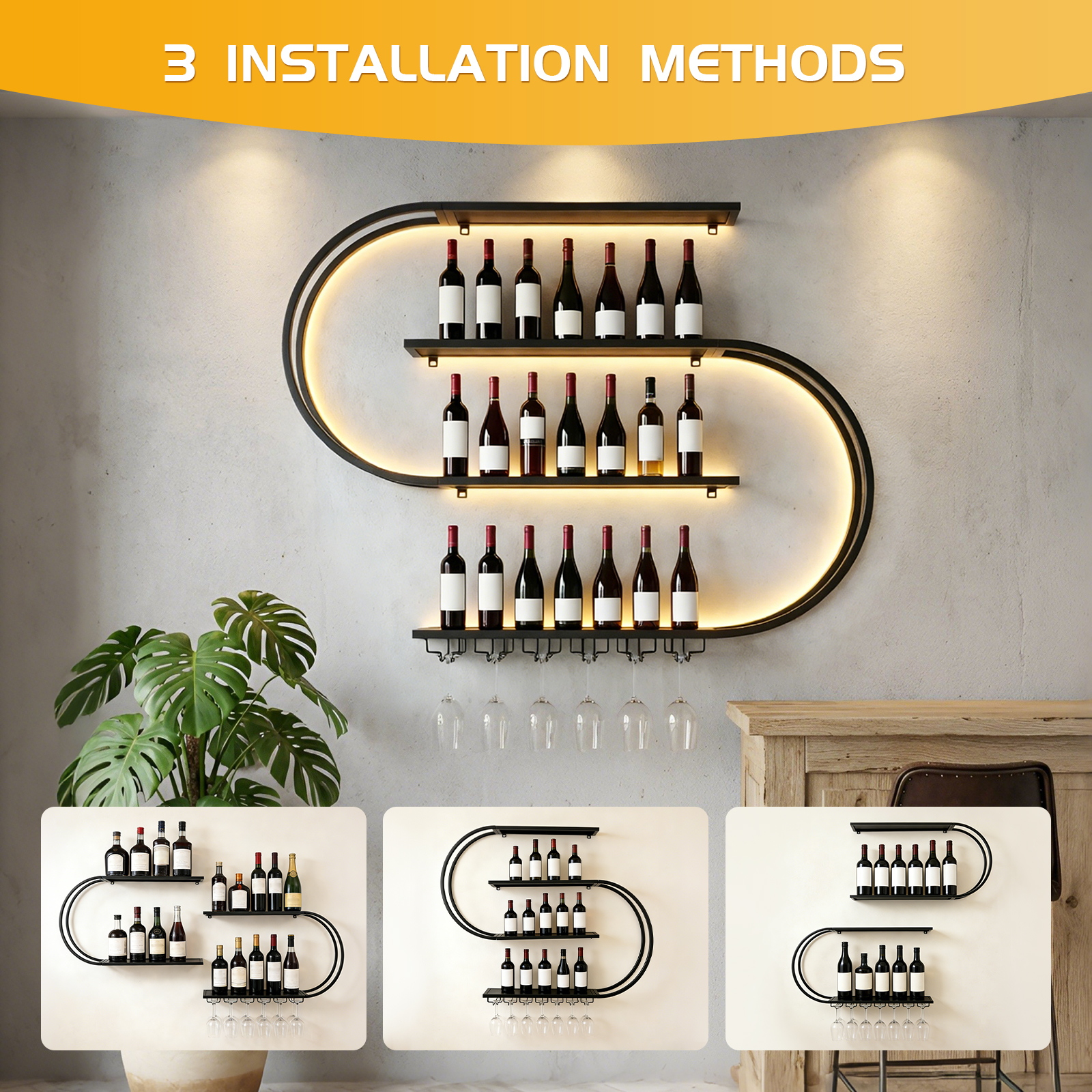 4-Tiers Wall Mounted Wine Rack - đánh giá và giá Wine Rack Wall Mount