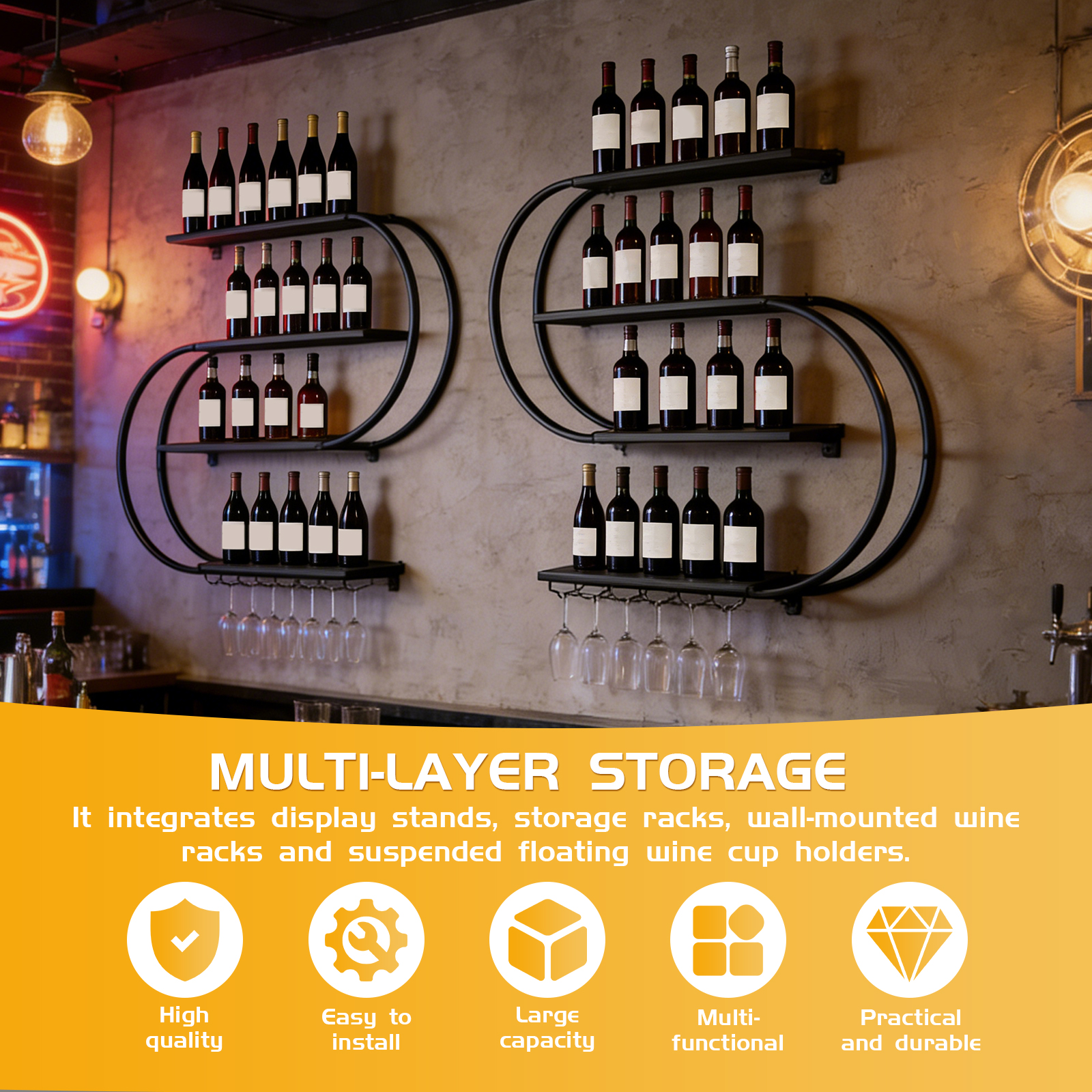 4-Tiers Wall Mounted Wine Rack - đánh giá và giá Wine Rack Wall Mount