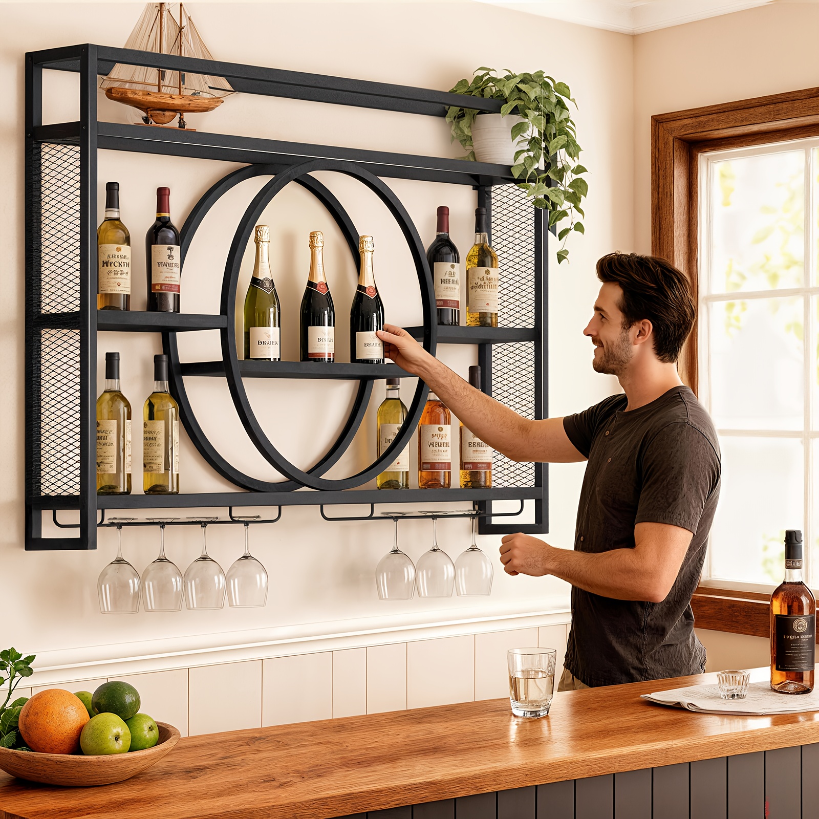 Stylish 3-Tier Wall-Mounted Me - đánh giá và giá Wine Rack Wall Mount