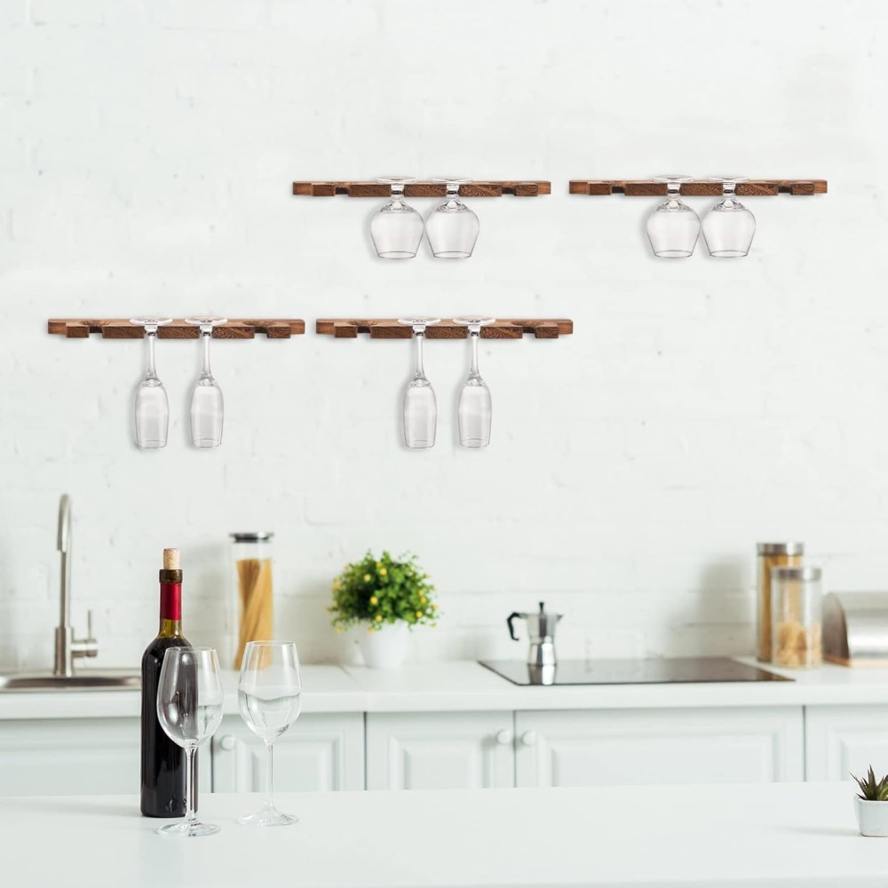 4 Pcs Wall Mounted Wood Stemwa - đánh giá và giá Wine Rack Wall Mount