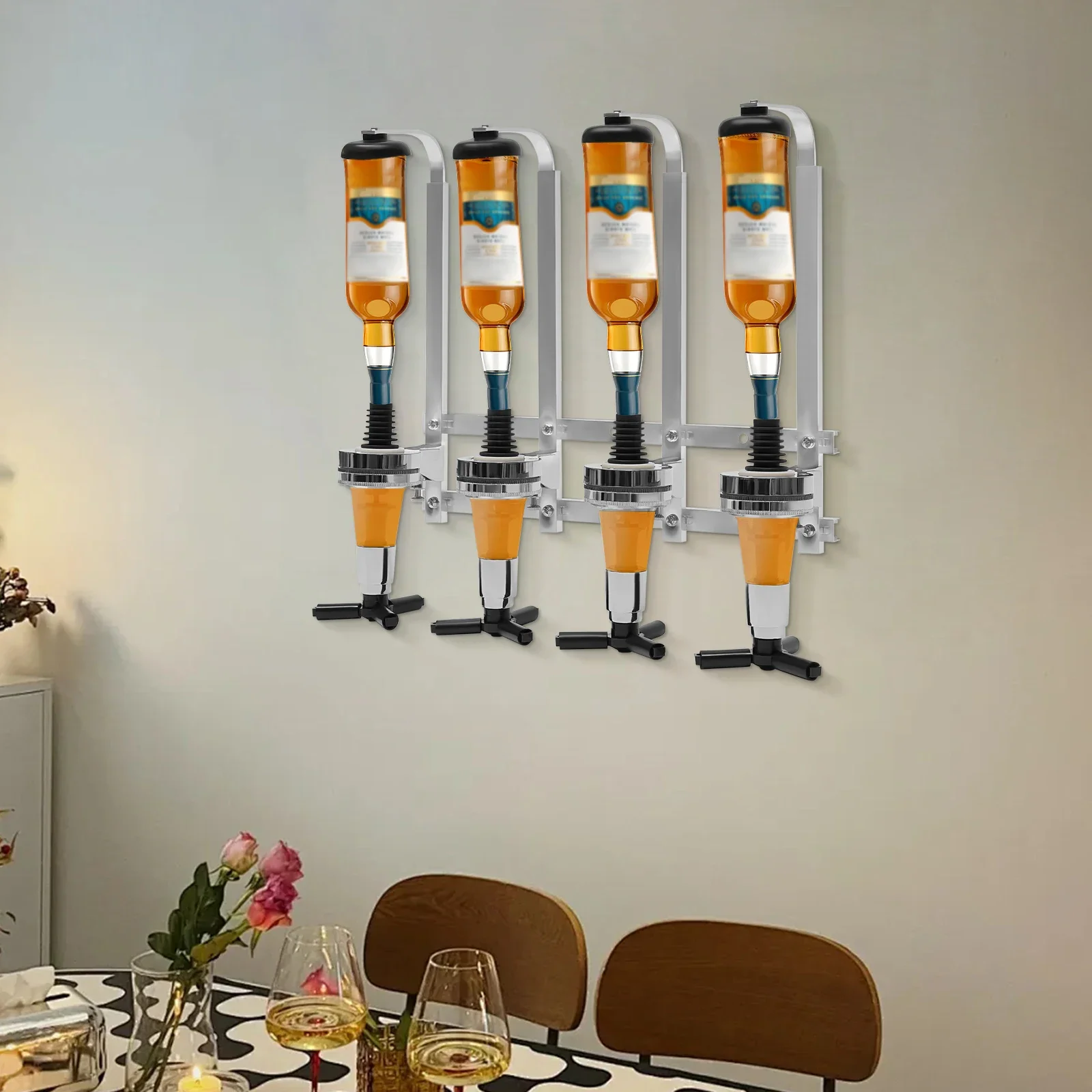 4-Bottle Wall Mount Liquor Dis - đánh giá và giá Wine Whiskey Beer