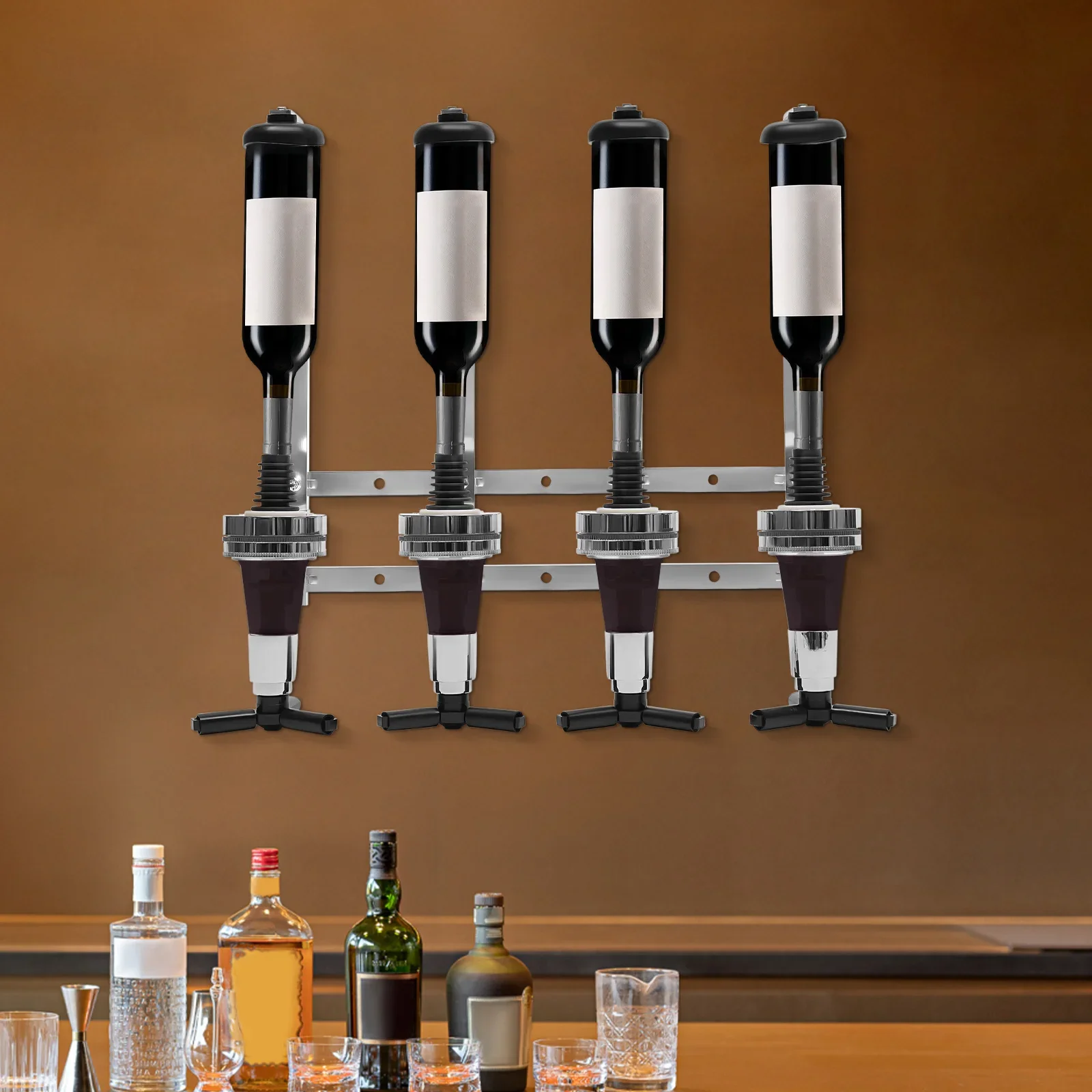 4-Bottle Wall Mount Liquor Dis - đánh giá và giá Wine Whiskey Beer