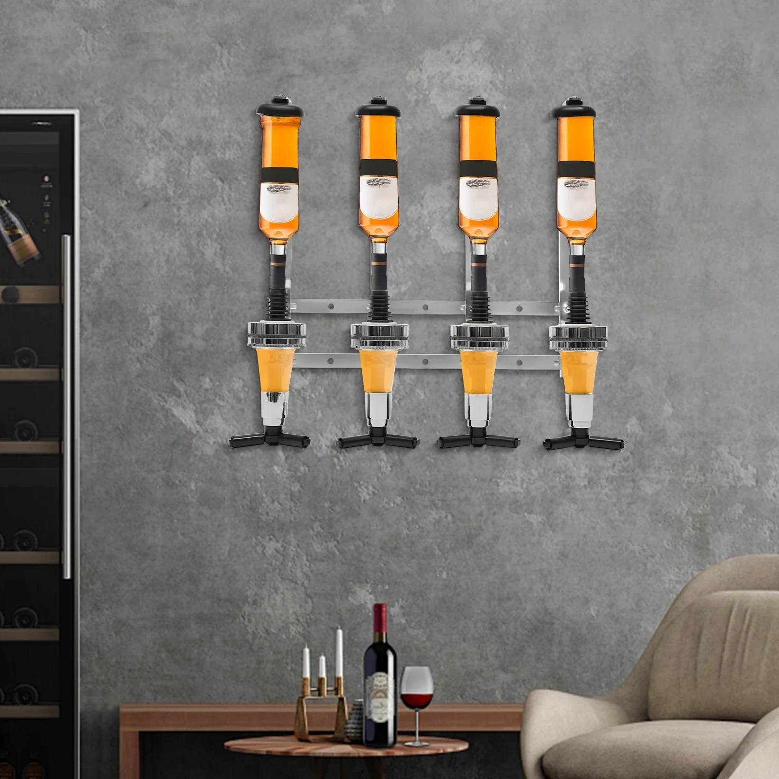 4-Bottle Wall Mount Liquor Dis - đánh giá và giá Wine Whiskey Beer