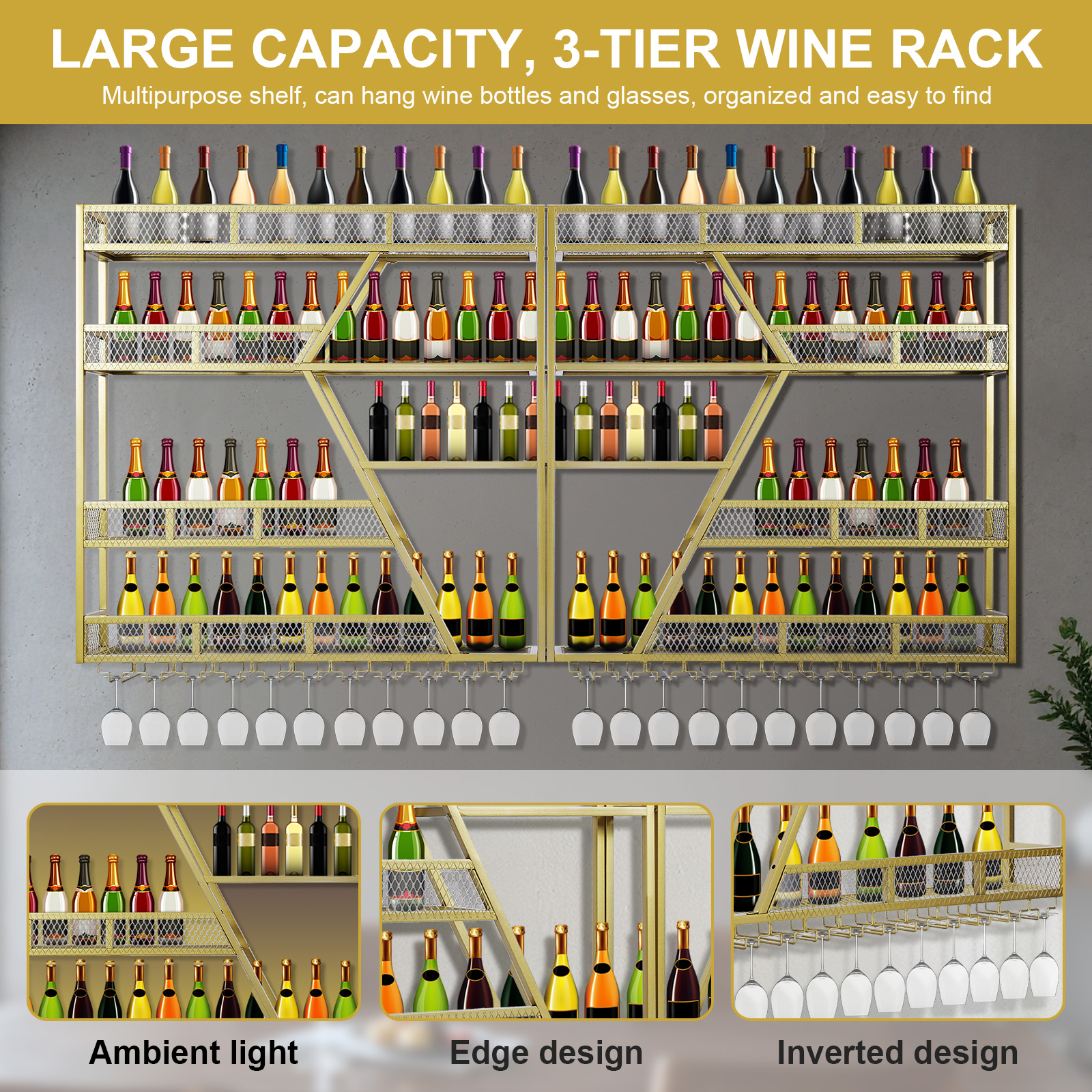 Metal Wine Storage Rack Wall M - đánh giá và giá Wine Rack Wall Mount
