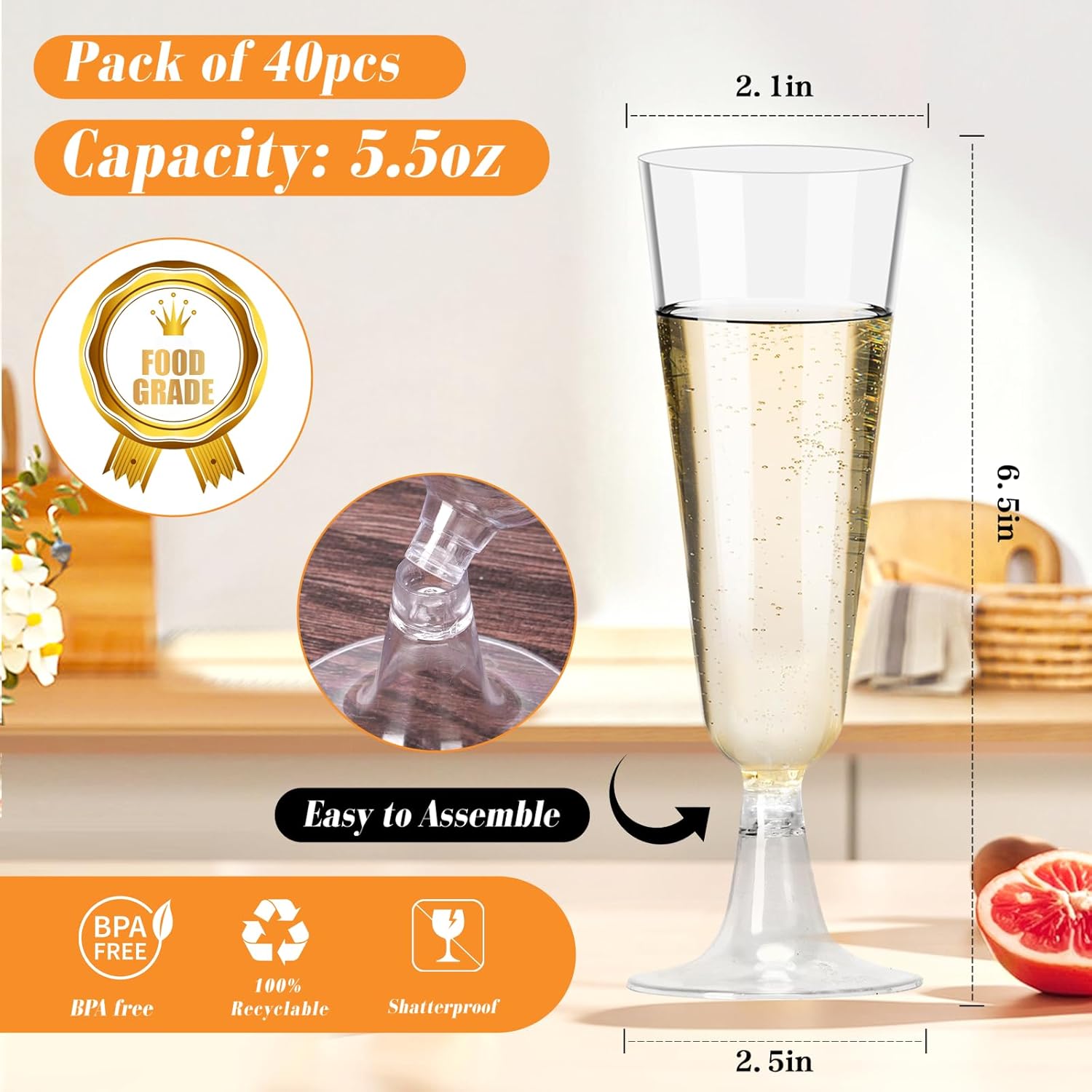 Plastic Champagne Flutes 40 Pa - đánh giá và giá Wine & Beer Emporium